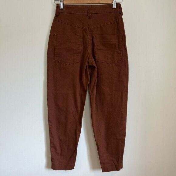 Frank and Oak Amelia Pants Vintage Fit Women’s 00 Brown Balloon Pockets Retro - Picture 15 of 15